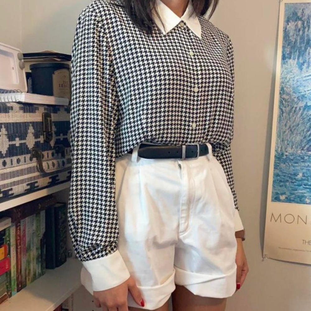 🦢 2000s Norton McNaughton Checkered Button Down Blouse 🦢